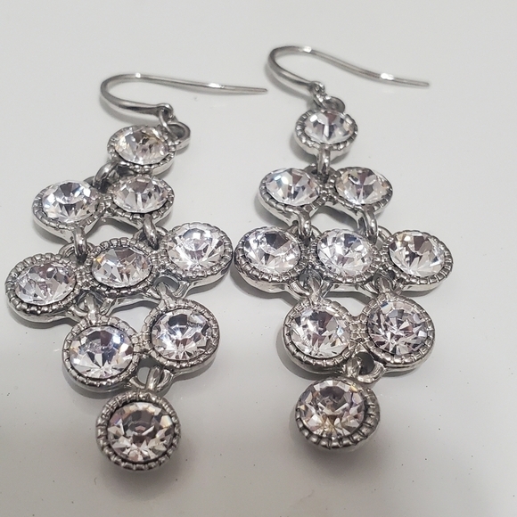4/20 Clear Crystal Faceted Teardrop Chandelier Earrings 🌴 - Picture 1 of 8